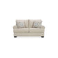 Zen 72 Inch Loveseat with 2 Throw Pillows Rolled Arms Beige Polyester By Casagear Home BM313452