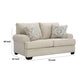 Zen 72 Inch Loveseat with 2 Throw Pillows Rolled Arms Beige Polyester By Casagear Home BM313452