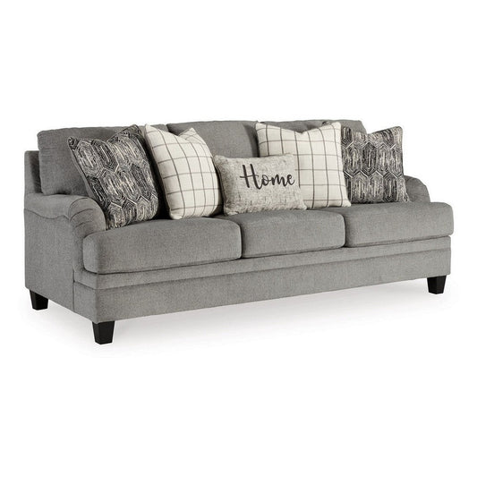 Vincy 91 Inch Sofa with 5 Accent Throw Pillows, Charcoal Gray Polyester By Casagear Home