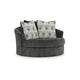 Ashley 56 Inch Oversized Swivel Accent Chair 2 Pillows Dark Gray BM313458