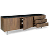 71 Inch Sideboard Cabinet Console, 3 Drawers, Metal Legs, Brown Wood, Black By Casagear Home