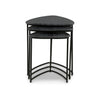 Set of 3 Nesting Accent Tables Triangular Marble Top Metal Base Black By Casagear Home BM313462