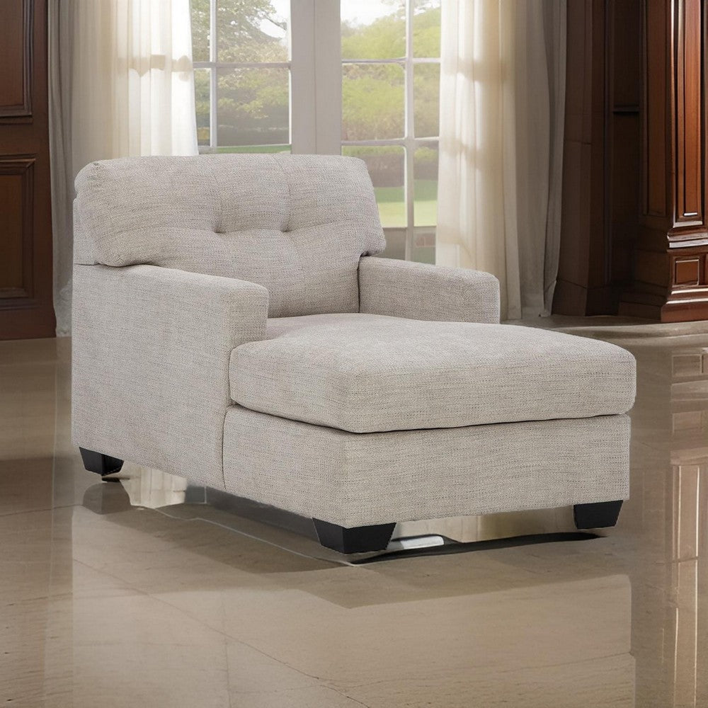 Ashley Joey 62 Inch Chaise Chair, Tufted Back, Foam, Soft Pebble Gray Polyester
