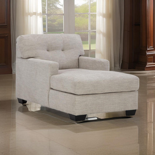 Ashley Joey 62 Inch Chaise Chair, Tufted Back, Foam, Soft Pebble Gray Polyester