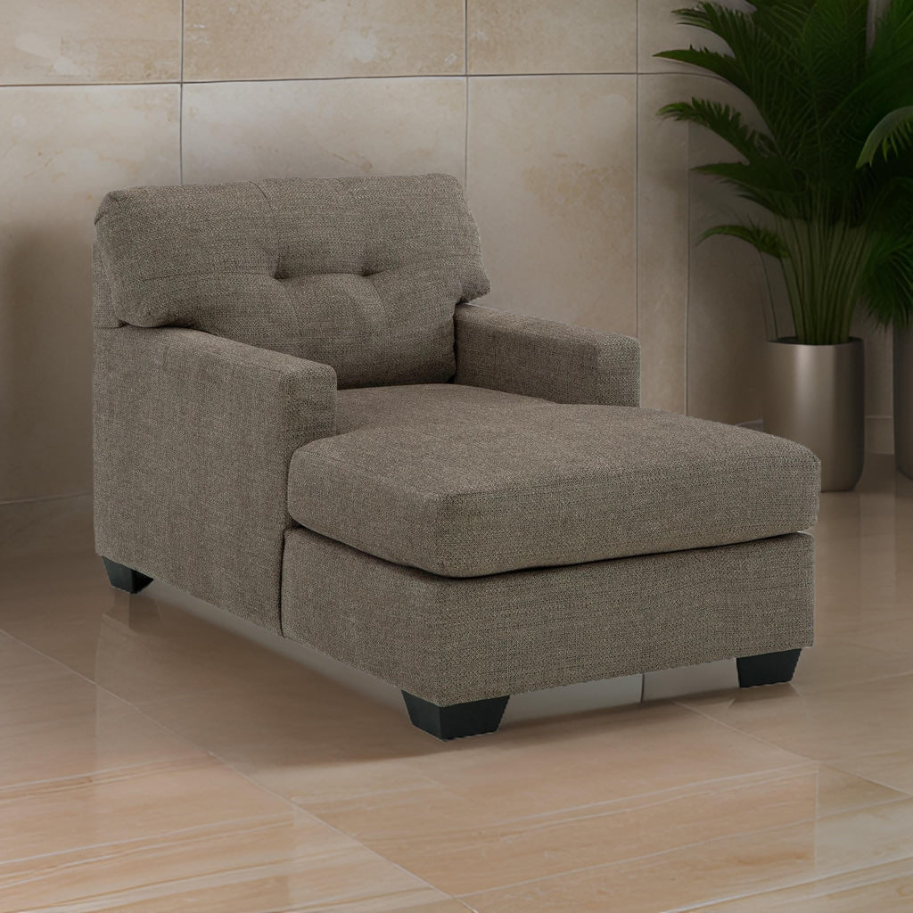 Ashley  Joey 62" Chaise Chair, Tufted Back, Soft Brown Polyester