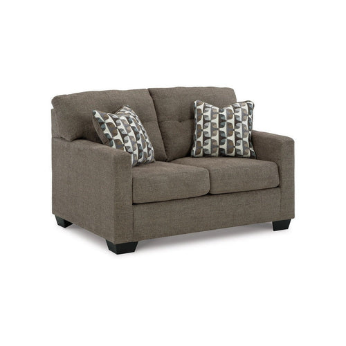 Ashley Joey 53" Loveseat, 2 Accent Pillows, Tufted Brown Polyester