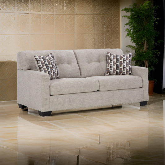 Ashley Joey 75" Sofa with 2 Accent Pillows, Tufted, Gray Polyester