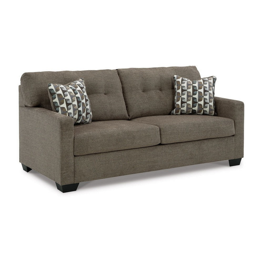 Ashley Joey 75’’ Sofa with 2 Accent Pillows Tufted Brown Polyester BM313471