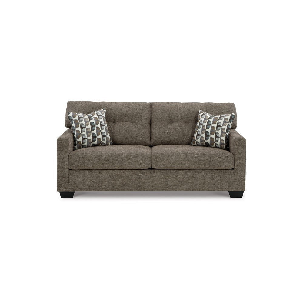 Ashley Joey 75’’ Sofa with 2 Accent Pillows Tufted Brown Polyester BM313471