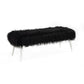 Ammy 45 Inch Bench with Foam Fill Seat Black Faux Fur Silver Metal Legs By Casagear Home BM313472