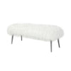 Ammy 45 Inch Bench with Foam Fill Seat White Faux Fur Silver Metal Legs By Casagear Home BM313473