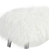 Ammy 45 Inch Bench with Foam Fill Seat White Faux Fur Silver Metal Legs By Casagear Home BM313473