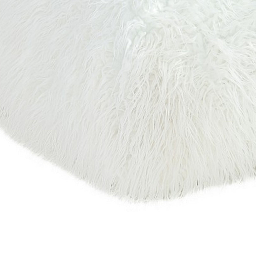 Ammy 27 Inch Square Ottoman Foam Modern Soft White Faux Fur Upholstery By Casagear Home BM313475