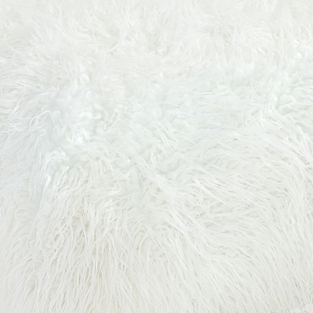 Ammy 27 Inch Square Ottoman Foam Modern Soft White Faux Fur Upholstery By Casagear Home BM313475