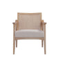 28 Inch Lounge Armchair with Cane Back Beige Polyester Boucle Brown Frame By Casagear Home BM313488