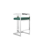Suki 24 Inch Cantilever Counter Stool Chair, Green Velvet and Silver Frame By Casagear Home