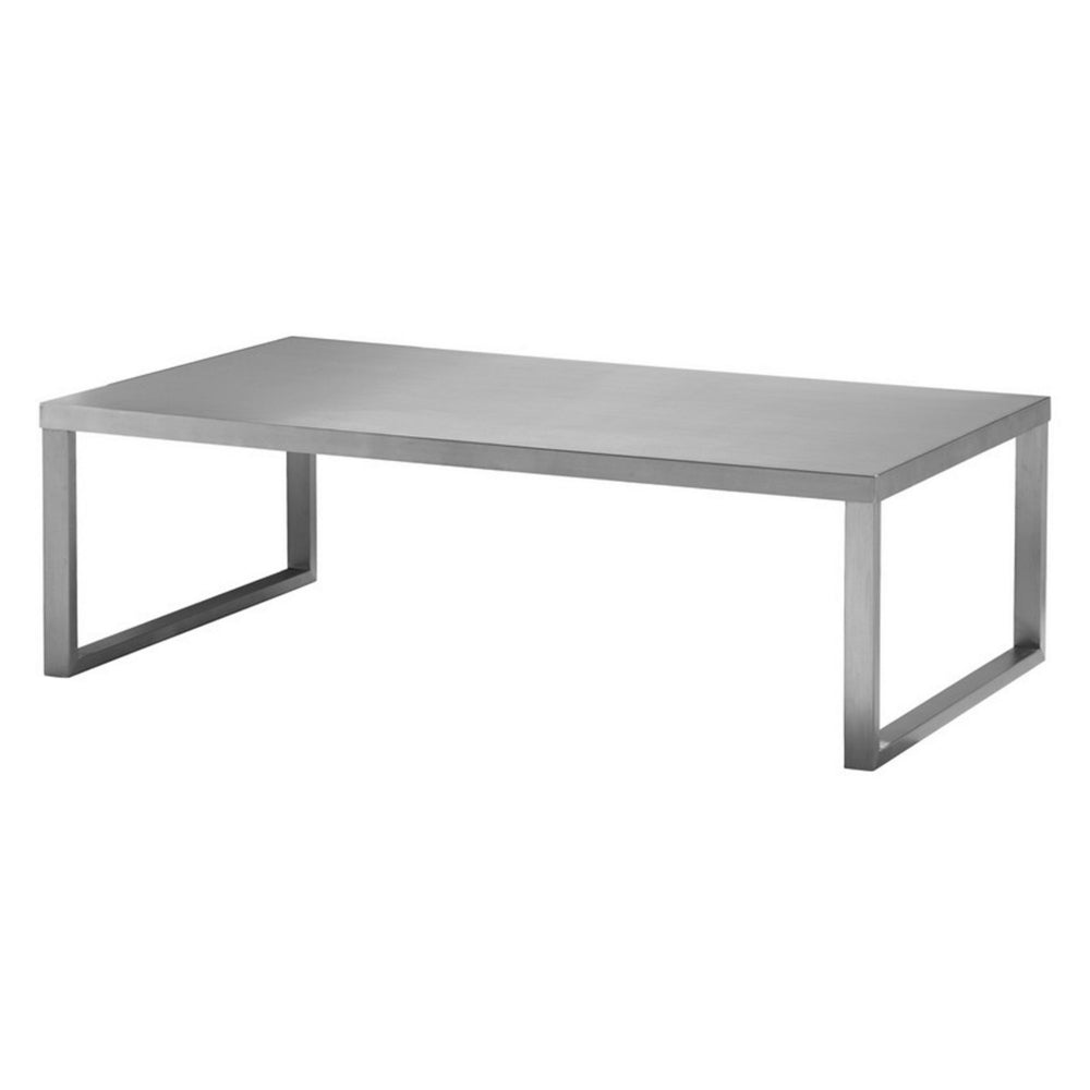 Tani 47 Inch Coffee Table, Rectangular, Modern Brushed Chrome Metal Frame By Casagear Home