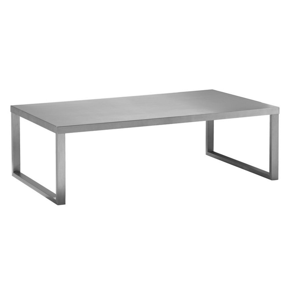 Tani 47 Inch Coffee Table, Rectangular, Modern Brushed Chrome Metal Frame By Casagear Home