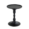 Wowi 23 Inch Side End Table, Round Hourglass Turned Base, Black Finish By Casagear Home