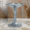 Wowi 23 Inch Side End Table, Round Hourglass Turned Base, Silver Finish By Casagear Home