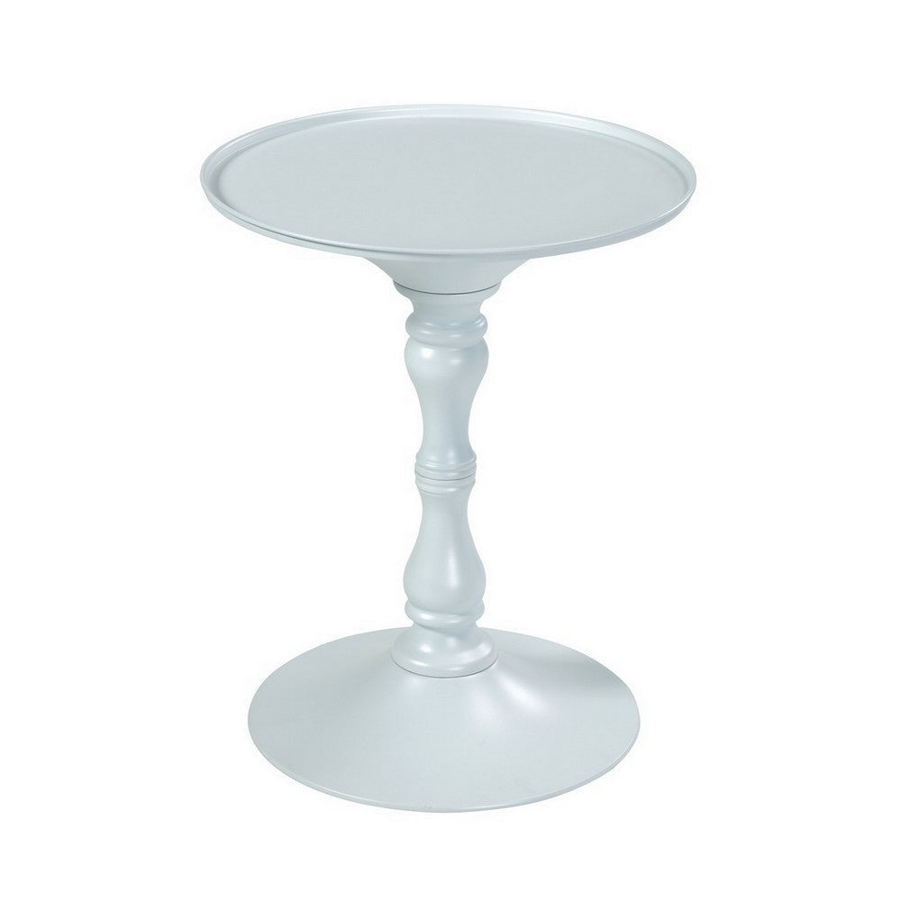 Wowi 23 Inch Side End Table Round Hourglass Turned Base White Finish By Casagear Home BM313504