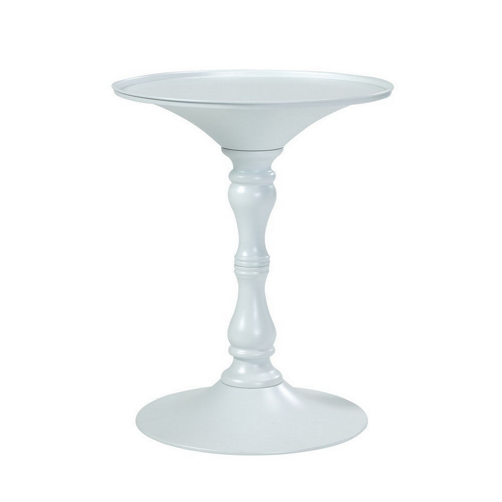 Wowi 23 Inch Side End Table Round Hourglass Turned Base White Finish By Casagear Home BM313504