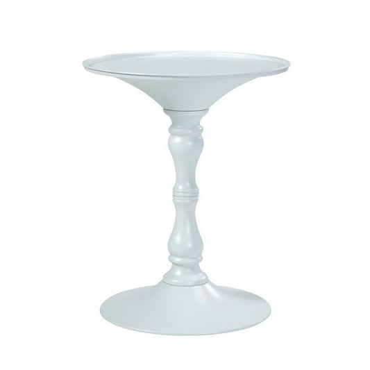 Wowi 23 Inch Side End Table, Round Hourglass Turned Base, White Finish By Casagear Home