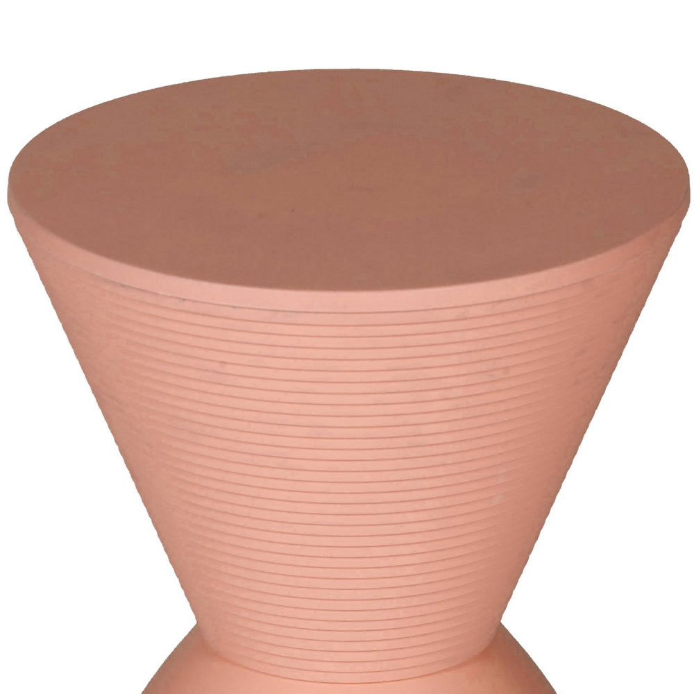 Niya 17 Inch Side End Table, Round Top, Pedestal Base, Indoor Outdoor, Pink By Casagear Home