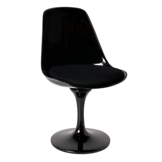 Sufi 21 Inch Swivel Dining Chair, Tall Back, Saddle Seat Cushion, Black By Casagear Home