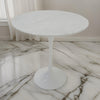 Sufi 21 Inch Side End Table Round Top Pedestal Base Marble White Finish By Casagear Home BM313511