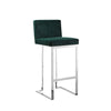 Boly 30 Inch Barstool Chair Green Velvet Cushion Silver Cantilever Base By Casagear Home BM313513