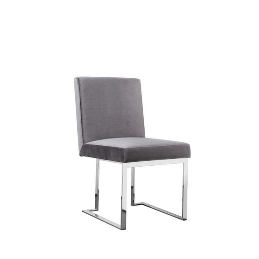 Boly Side Dining Chair Set of 2, Cantilever Base, Gray and Silver By Casagear Home
