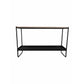 Evon 39 Inch Console Table Natural Brown Wood Top and Shelf Black Metal By Casagear Home BM313518