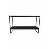 Evon 39 Inch Console Table Natural Brown Wood Top and Shelf Black Metal By Casagear Home BM313518