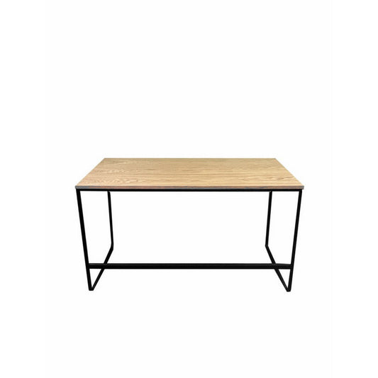 Evon 47 Inch Office Desk, Natural Brown Wood Top, Open Base, Black Metal By Casagear Home