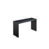 Namo 51 Inch Console Table Tempered Glass Top Slatted Black Metal Frame By Casagear Home BM313521