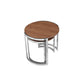 Niyo Set of 2 Nesting Side End Tables Round Brown Solid Wood Tops Silver By Casagear Home BM313531