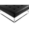 Ipp 40 Inch Ottoman, Button Tufted Black Faux Leather, Square Chrome Frame By Casagear Home