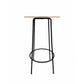 Neni 42 Inch Bar Table Round Natural Brown Wood Top Modern Black Metal By Casagear Home BM313537