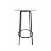 Neni 42 Inch Bar Table Round Natural Brown Wood Top Modern Black Metal By Casagear Home BM313537