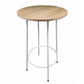 Neni 42 Inch Bar Table Round Natural Brown Wood Top Modern White Metal By Casagear Home BM313538