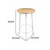 Neni 42 Inch Bar Table Round Natural Brown Wood Top Modern White Metal By Casagear Home BM313538