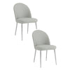 Era 24 Inch Set of 2 Dining Chairs, Curved Back, Gray Faux Leather, Chrome By Casagear Home