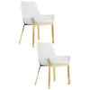 Fuma 23 Inch Dining Accent Chair Set of 2 Tufted White Faux Leather Gold By Casagear Home BM313543