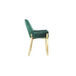 Fuma 23 Inch Dining Accent Chair Set of 2, Tufted, Green Faux Leather, Gold By Casagear Home