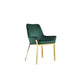 Fuma 23 Inch Dining Accent Chair Set of 2, Tufted, Green Faux Leather, Gold By Casagear Home