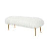 Ammy 45 Inch Bench White Faux Fur Padded Seat Glam Gold Metal Finish By Casagear Home BM313548