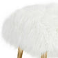 Ammy 45 Inch Bench White Faux Fur Padded Seat Glam Gold Metal Finish By Casagear Home BM313548