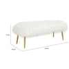 Ammy 45 Inch Bench White Faux Fur Padded Seat Glam Gold Metal Finish By Casagear Home BM313548