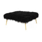 Ammy 36 Inch Ottoman Black Faux Fur Square Padded Seat Gold Metal Finish By Casagear Home BM313549